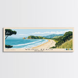 Wainui Beach, New Zealand Panoramic Beach Print, Vacation Gift, New Zealand Wall Art, Framed Canvas Print, Framed Beach Painting
