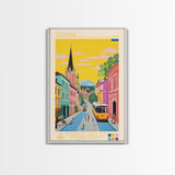 Ternopil Ukraine Travel Poster Framed Canvas Print, Midcentury Modern Art, Pop Art Wall Decor, Living Room Art, Scenic Wall Art