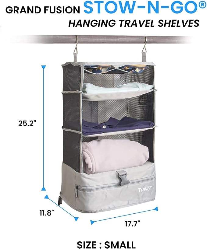 Light Gray Small Stow N Go Hanging Travel Shelves
