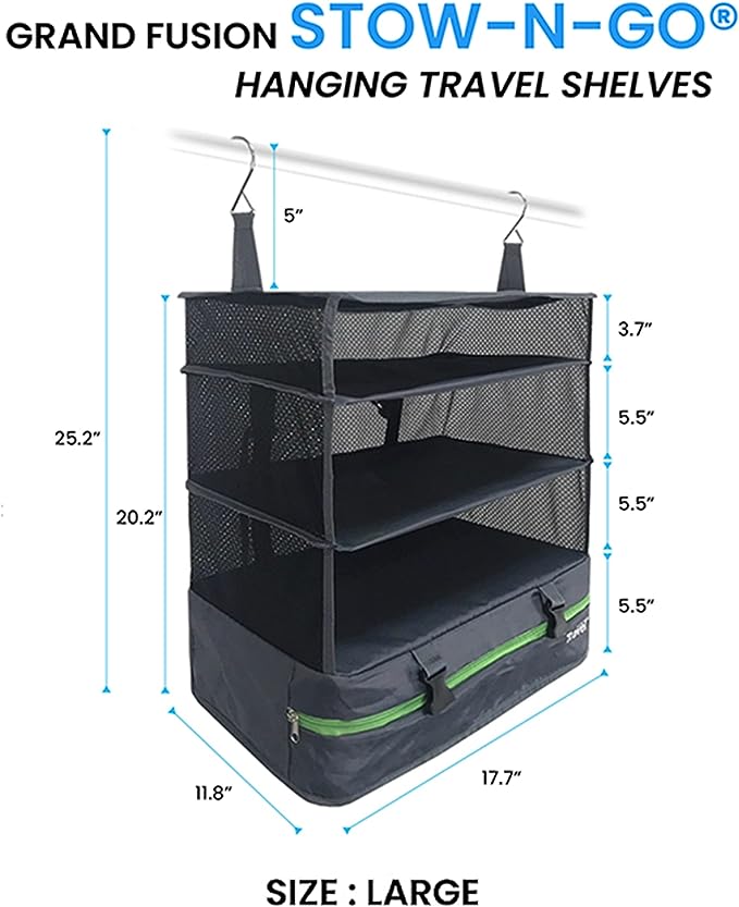 Dark Gray Large Stow N Go Hanging Travel Shelves