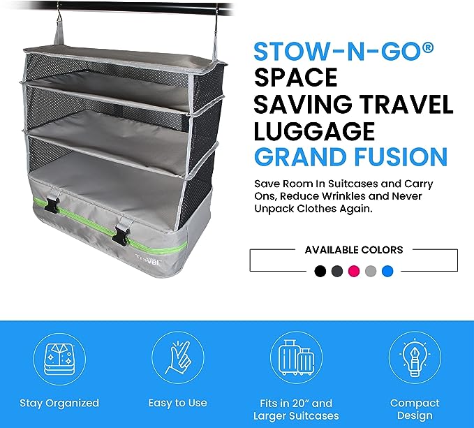 Dark Gray Large Stow N Go Hanging Travel Shelves