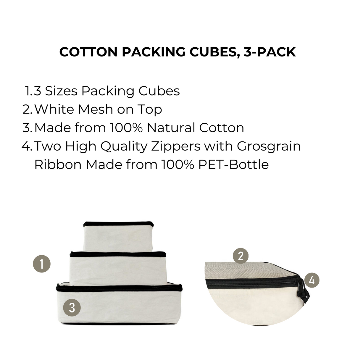 Personalized Packing Cubes, 3-pack Cream – Traveling Bags