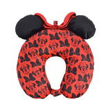 Disney Minnie Mouse - Almohada de viaje para el cuello, color rojo, orejas 3D y lazo