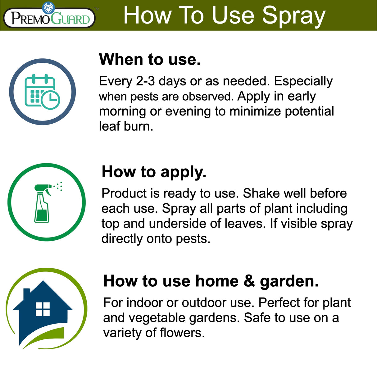 Plant and Garden Pest Control Spray - 32 oz - Plant Based All All Natural Non-Toxic - By Premo Guard