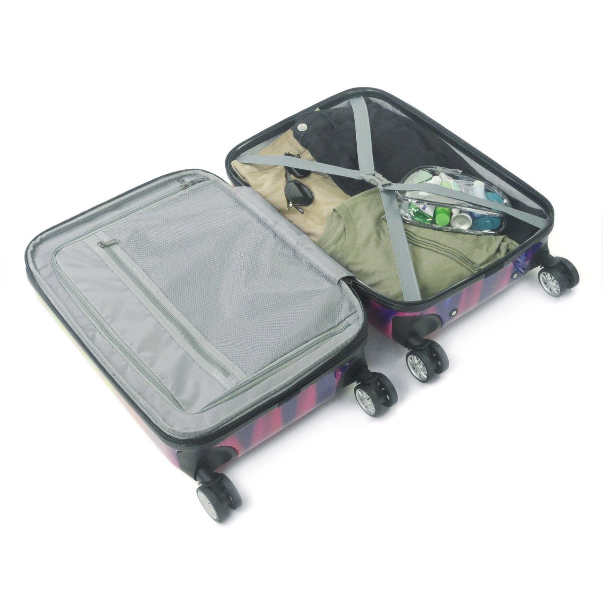 Equipaje con ruedas giratorio Tie-dye Rainbow Swirl de 28" FŪL
